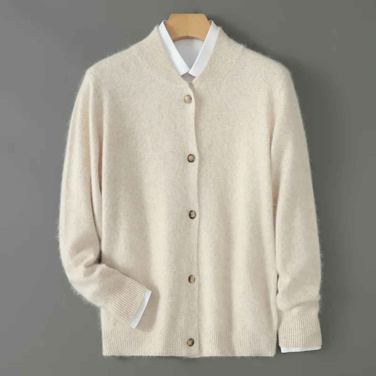 Ashby men's button front knit cardigan in Beige