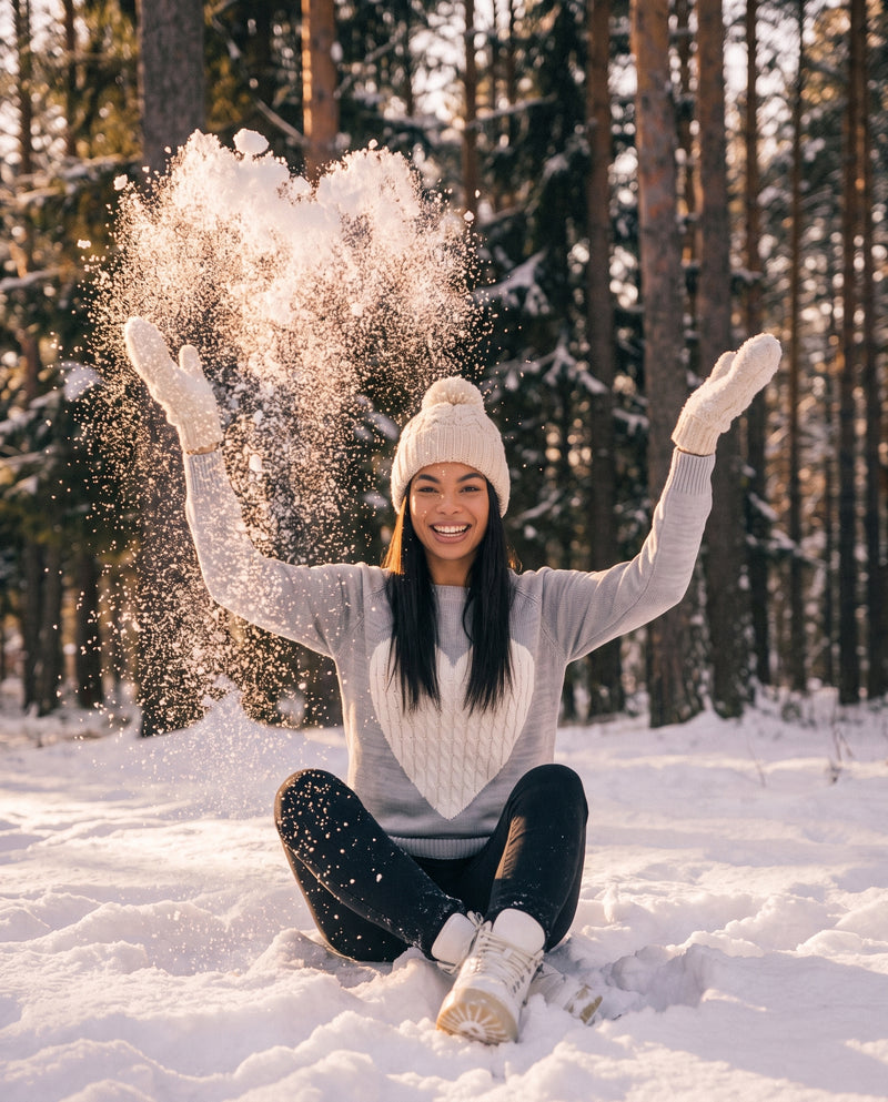 Serafina Heart Motif Crew Neck Jumper Grey - winter lifestyle