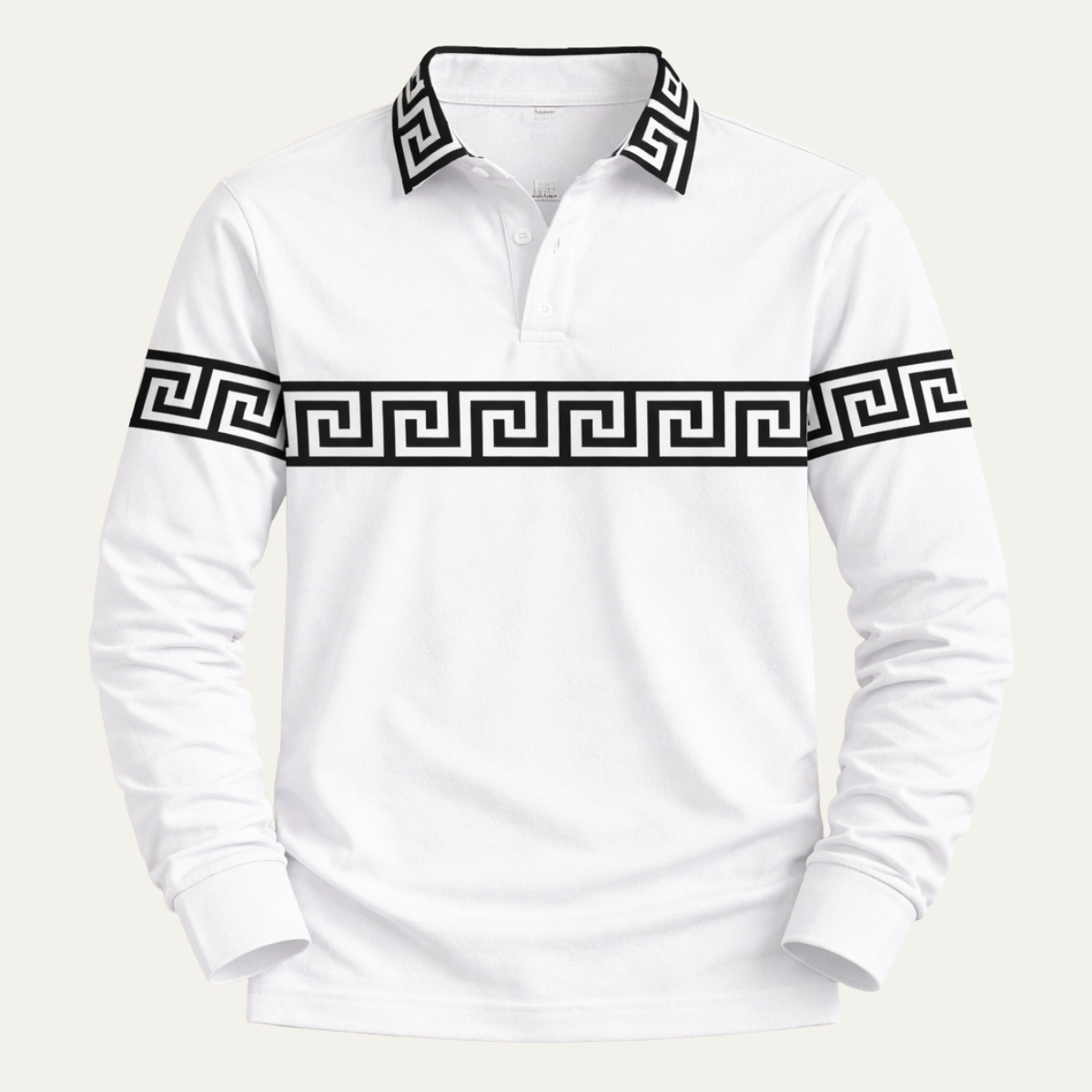 Somerset Greek key long sleeve polo shirt sixth view