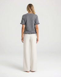 Delilah | Ruffle Cuff Hem Crew Neck Lightweight Knit Top