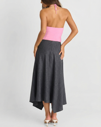 Darcie | Asymmetric Hem A-Line Midi Skirt