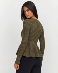 Darcie | Ribbed Knit Peplum Button Front Cardigan