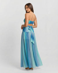 Abigail | Ombre Strapless Ruched Waist Cut-Out Maxi Dress