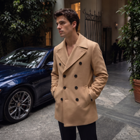 Rhys men's wool pea coat, view 7