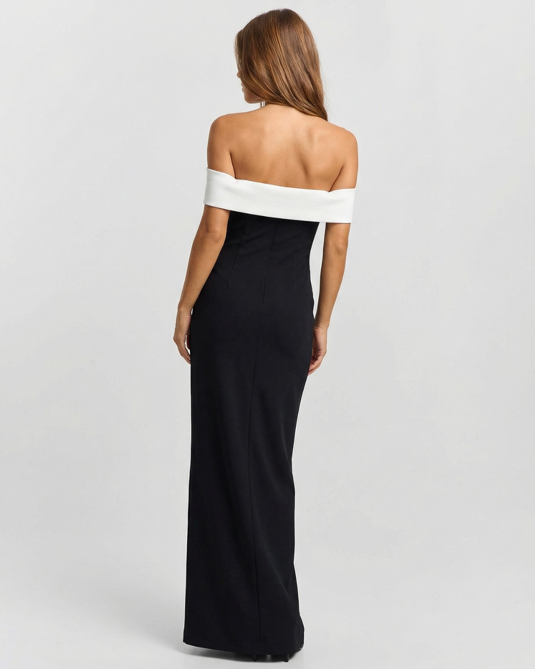 Bridget | Contrast Panel Strapless Bodycon Midi Dress