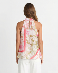Lena | Floral Chiffon Ruffle Halter Top