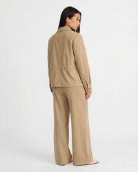 Bella | Faux Suede Zip Jacket Wide Leg Pants Set