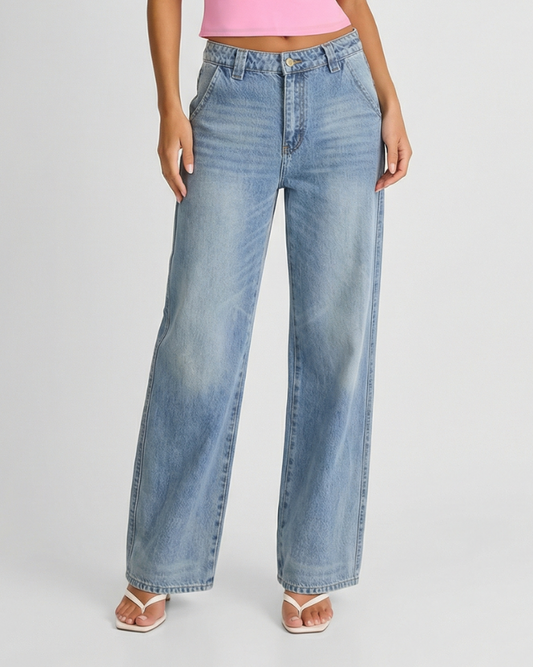 Hazel | Wide Leg Jeans Light Blue High Waisted Vintage