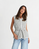 Elspeth | Check Tie-Front Tailored Vest