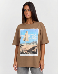 Verity | Brown Oversized Graphic Tee