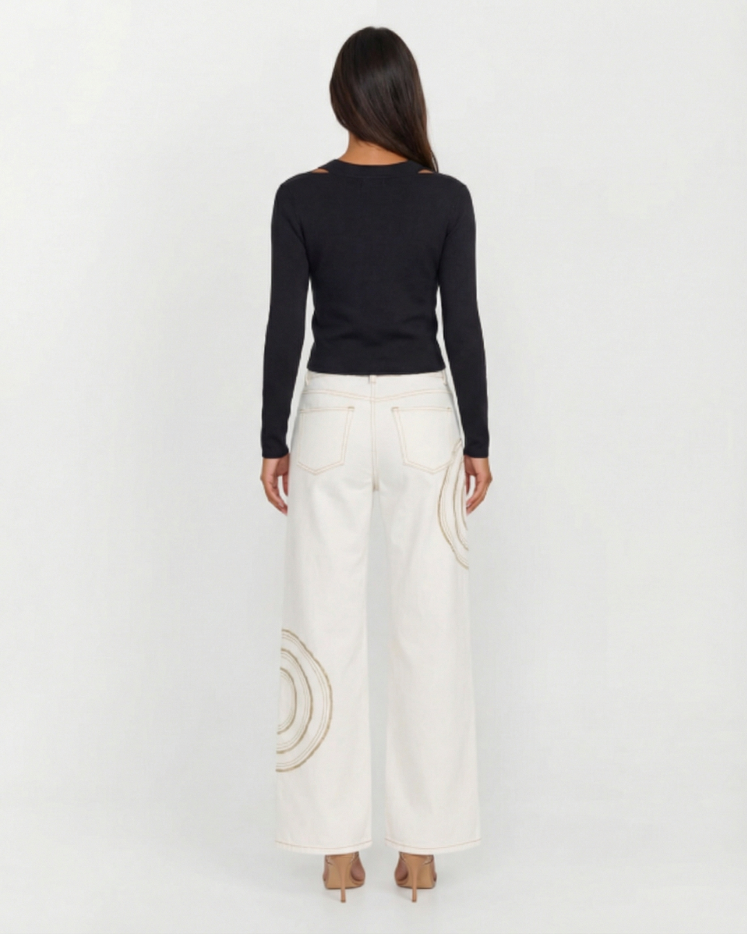 Imogen | Wrap Front Shoulder Cut-Out Long Sleeve Cropped Top