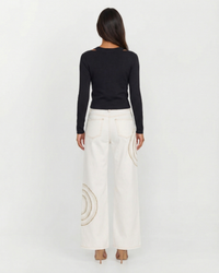Imogen | Wrap Front Shoulder Cut-Out Long Sleeve Cropped Top