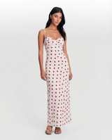 Hope | Heart Print Corset Satin Maxi Dress