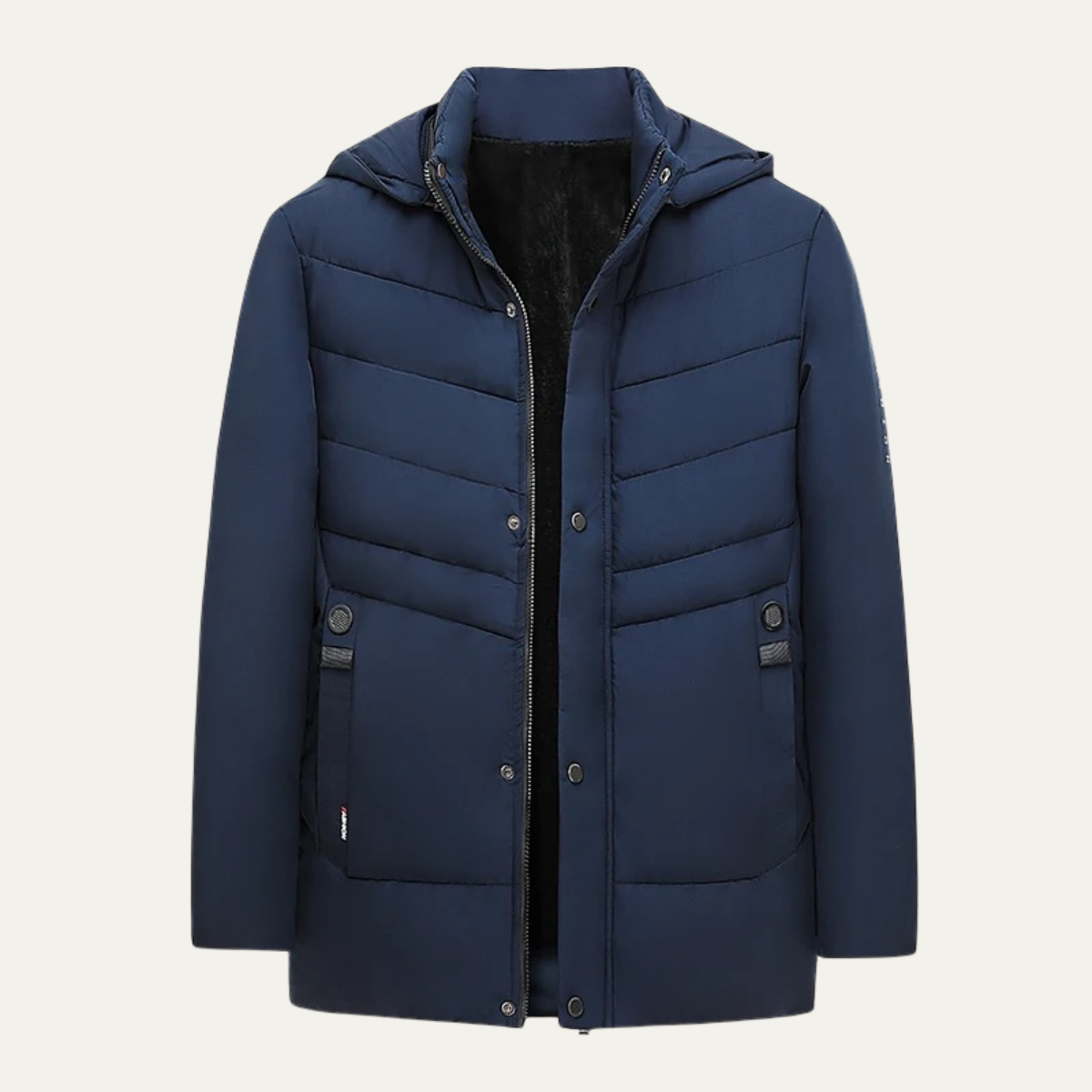 Uxbridge | Men's Long Quilted Puffer Jacket in Navy Blue and Black