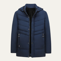 Uxbridge | Men's Long Quilted Puffer Jacket in Navy Blue and Black