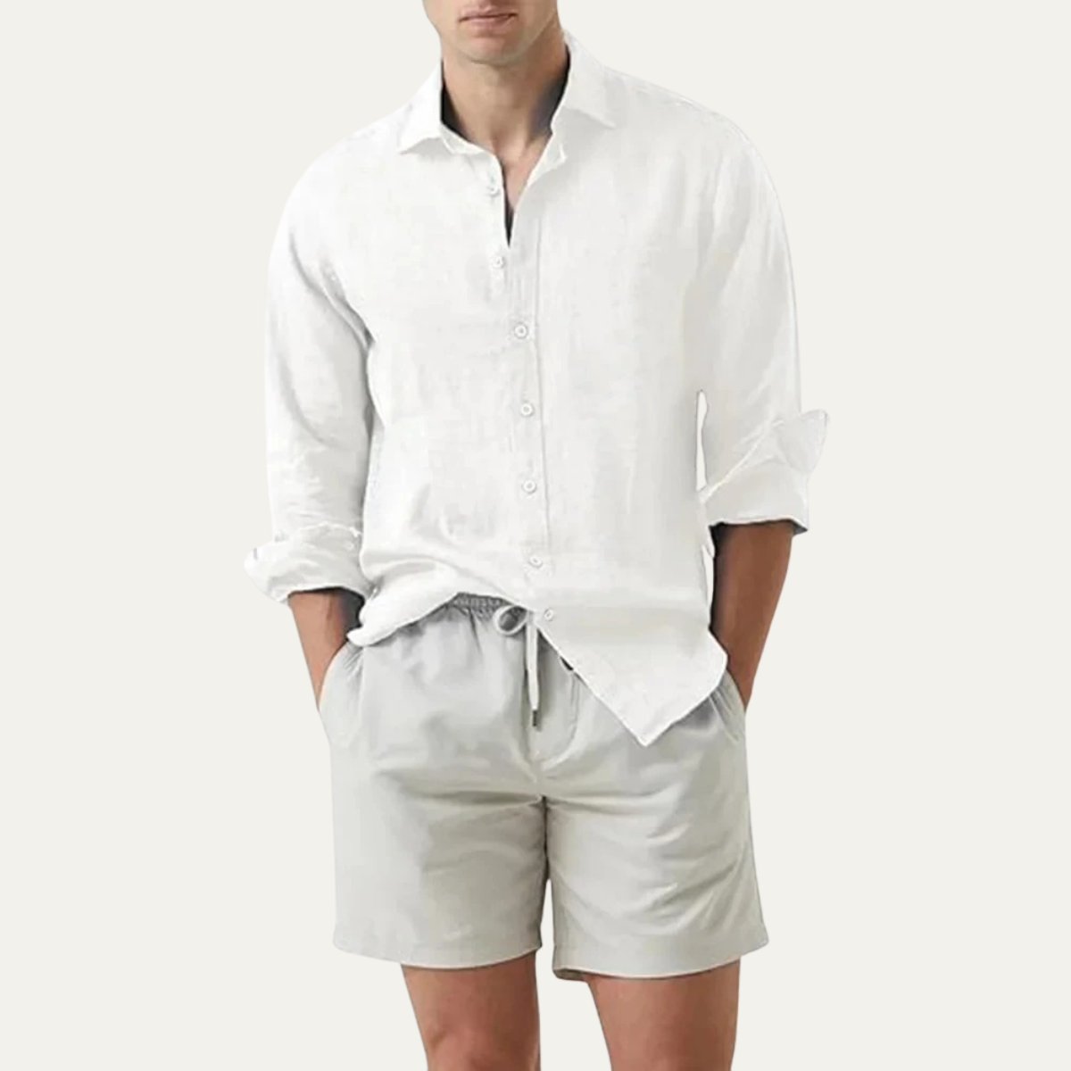 Xavier | Solid Colour Cotton Linen Button-Up Summer Shirt
