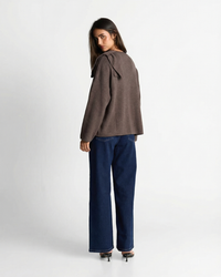 Scarlett | Asymmetric Drape Neck Wide Sleeve Lightweight Knit Top