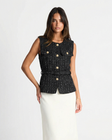 Pearl | Sparkle Tweed Belted Waistcoat