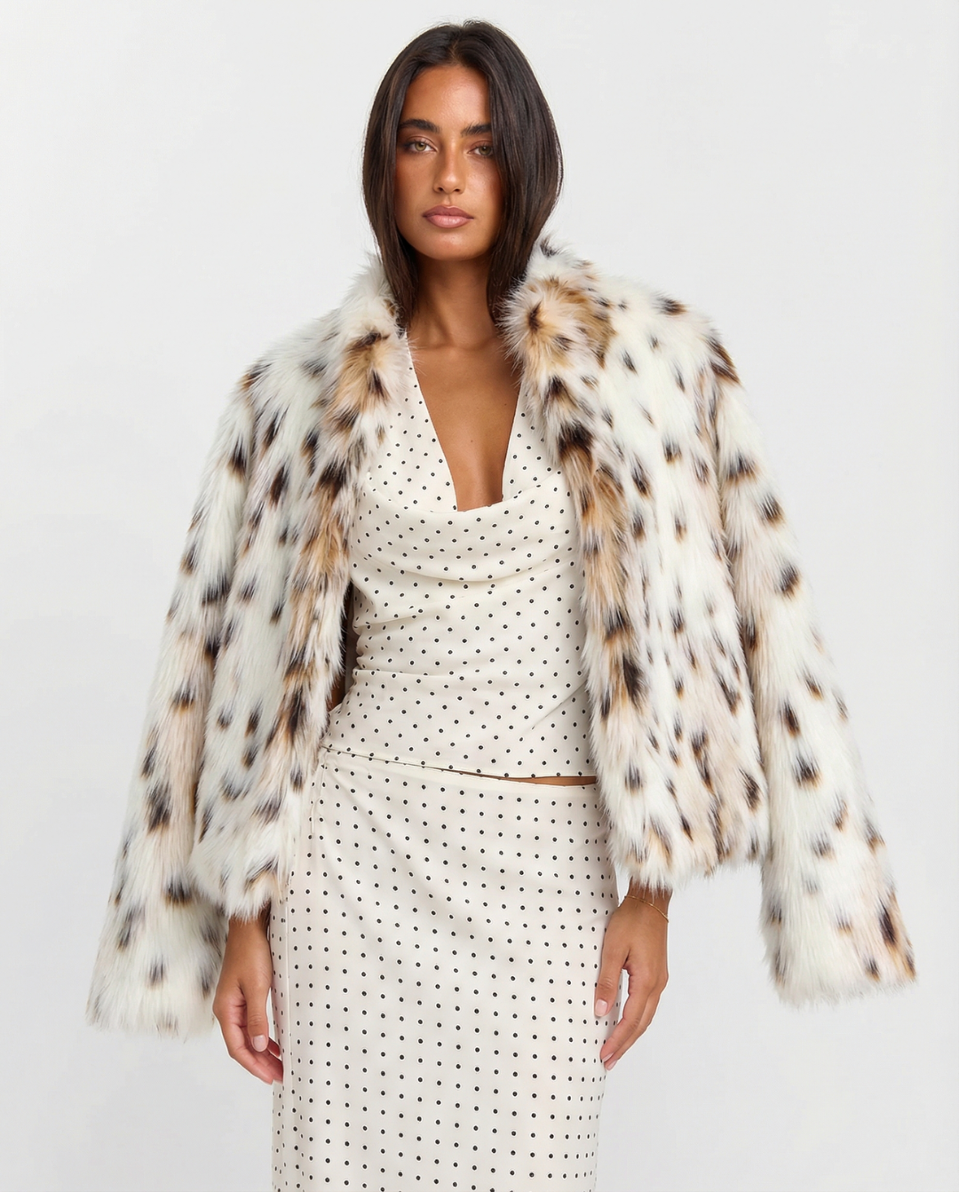 Betsy | Leopard Print Cropped Faux Fur Jacket