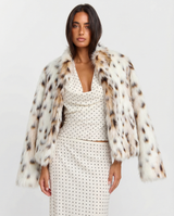 Betsy | Leopard Print Cropped Faux Fur Jacket