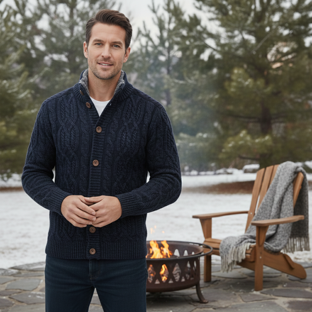 Cromwell cardigan ribbed cuff and hem detail