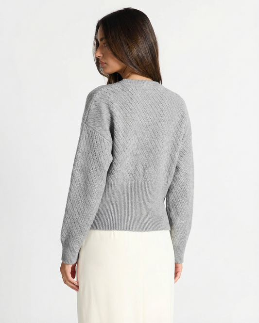Sage | Casual Knitted Sweater Grey Textured Long Sleeve
