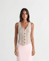 Willow | Striped Linen Vest Top