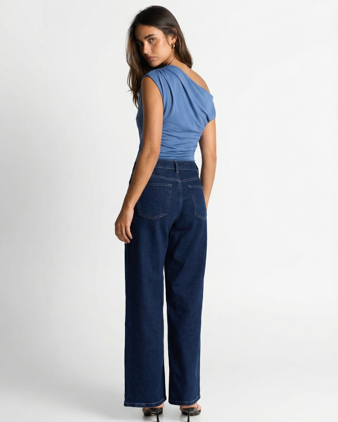 Stella | Off-Shoulder Draped Top in Pink, Blue & Black