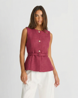 Georgina | Tweed Belted Peplum Top