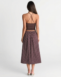 Verity | Polka Dot Gathered Waist A-Line Midi Skirt