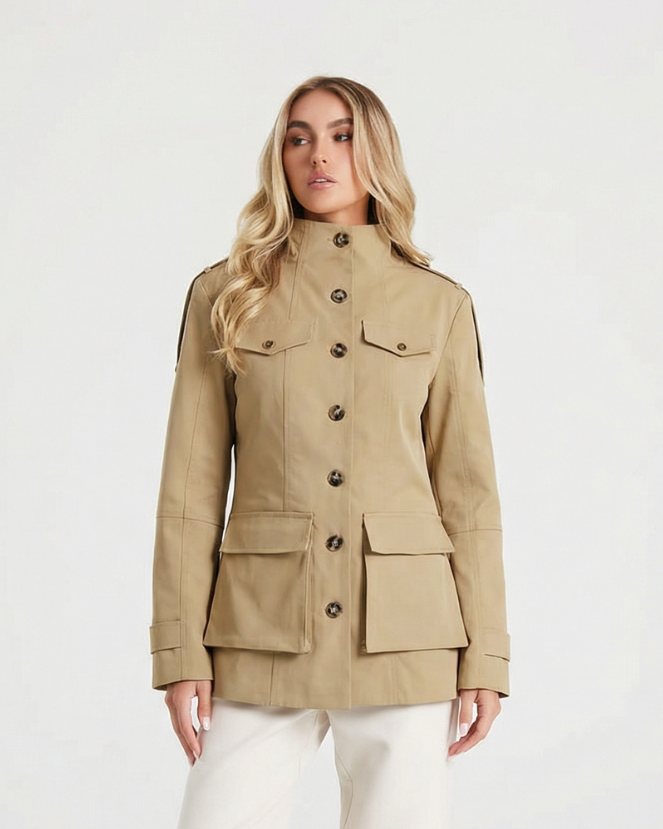 Alma | Utility Jacket Camel Long Pocket Button