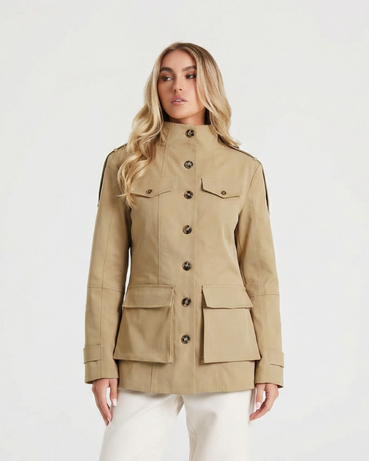 Alma | Utility Jacket Camel Long Pocket Button