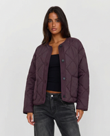 Holly | Collarless Diamond Quilted Jacket