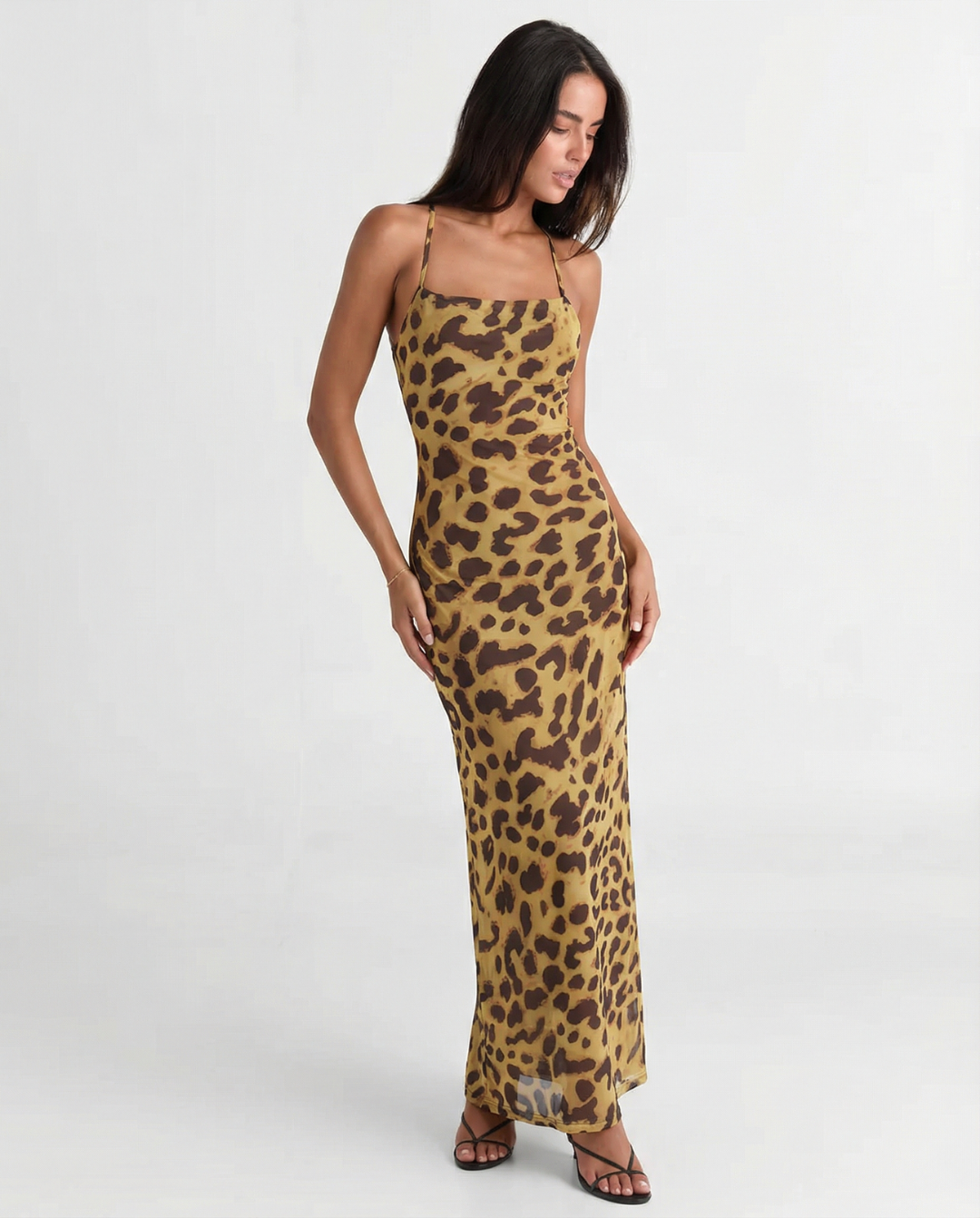 Eloise | Leopard Print Chiffon Maxi Slip Dress
