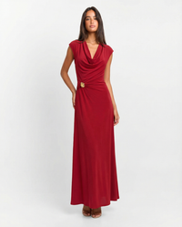 Camilla | Cowl Neck Gold Hardware Maxi Dress