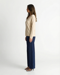 Niamh | V-Neck Lace Trim Long Sleeve Soft Knit Top