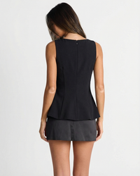 Stella | Peplum Square Neck Diagonal Button Top