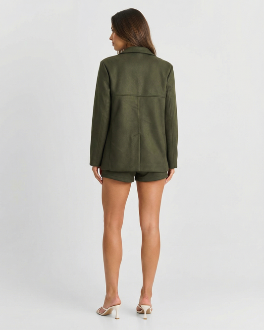 Sienna | Khaki Suede Blazer Co-ord Set