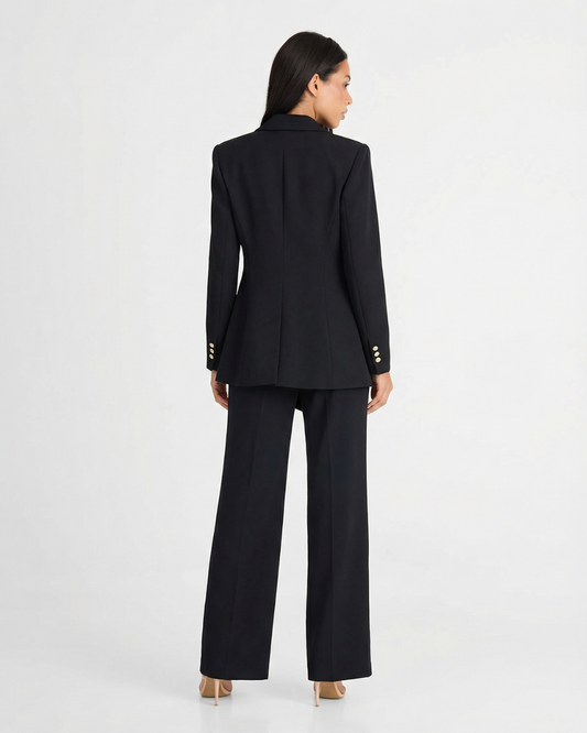 Victoria | Black Wrap Trouser Suit