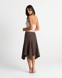 Eliza | Asymmetric Hem Panelled Midi Skirt