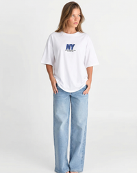 Mia | White Oversized NY Graphic Tee