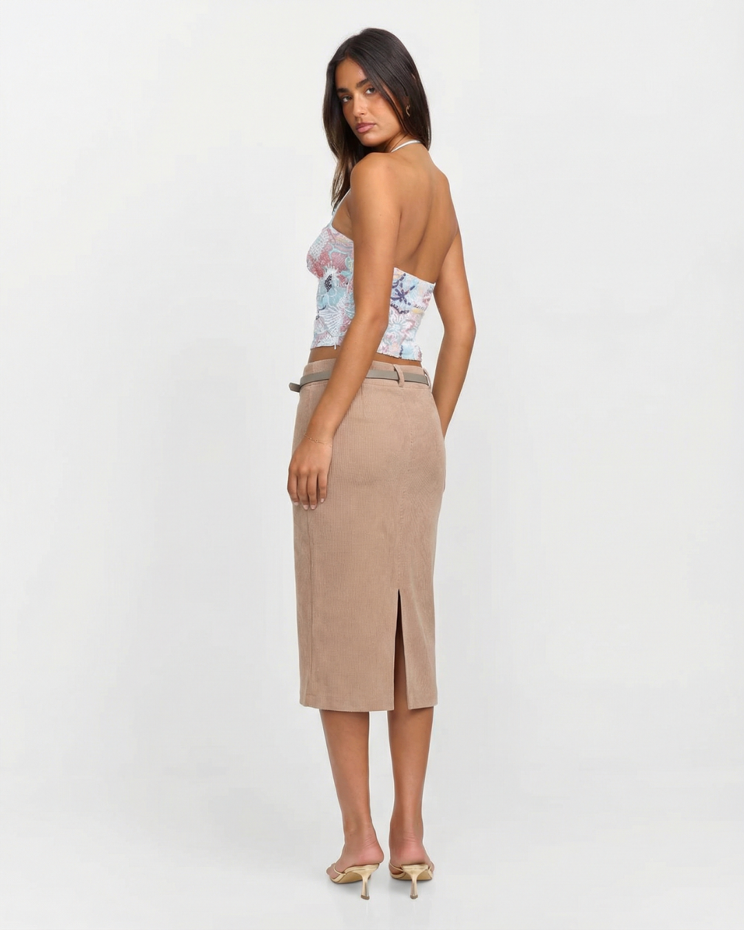 Hallie | Belted Knit Midi Skirt