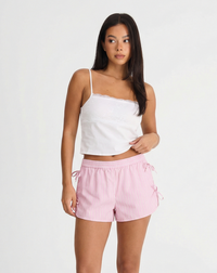 Imogen | Stripe Shirred Waist Drawstring Cotton Shorts