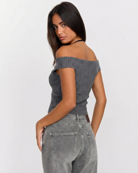 Jasmine | Ribbed Knit Off Shoulder Short Sleeve Top