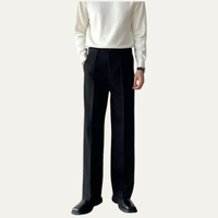 Griffith pleated wide leg dress trousers in Black