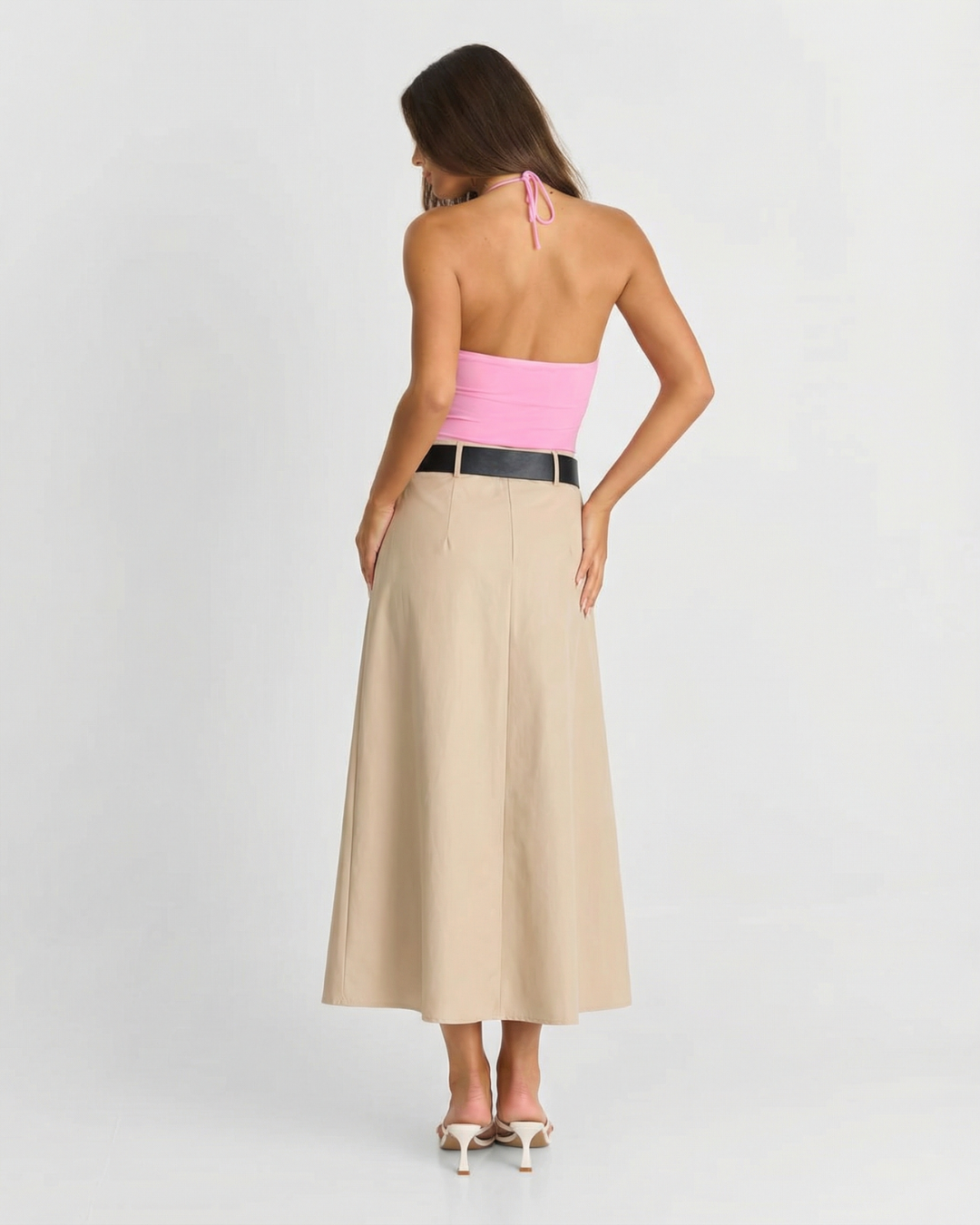 Tabitha | High-Waist Pleated Linen Midi Skirt