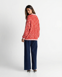 Edith | Crochet Polo Top in Red