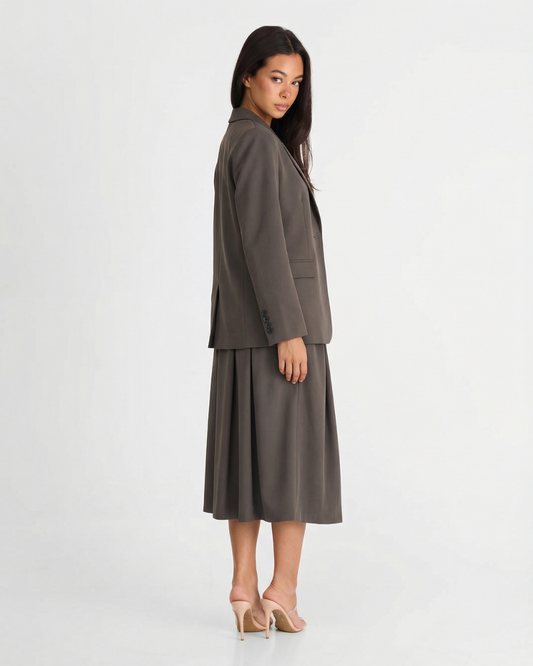 Clara | Dark Taupe  Midi Skirt Suit