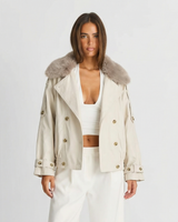 Emily | Cropped Trench Coat with Faux Fur Collar
