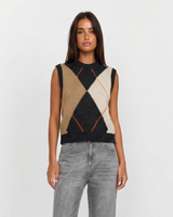 Martha | Argyle Knit Sweater Vest
